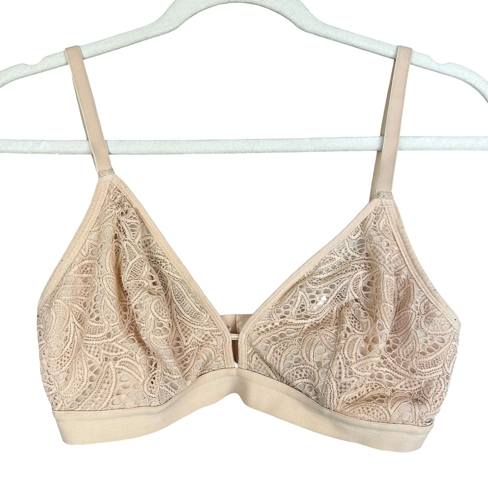 Lively Bra Womens 1 Beige Lace Wireless Bralette Soft Stretch Everyday XS A